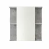 Armoire De Toilette|Trend Team NANO - Meuble de salle de bain - Armoire de toilette avec miroir et LED en mélaminé blanc-gris. L-H-P:60-62-20cm