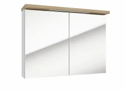 Naturel Armoire à miroir Stilla + LED 80x60 cm blanc (STILLAE08002)