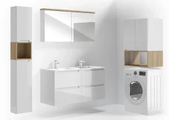 Armoire De Salle De Bains|Naturel Armoire à miroir Stilla 60x60 cm blanc (STILLAE06016)