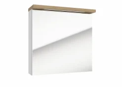 Naturel Armoire murale avec porte, miroir intégré Stilla + LED 60x60x20 cm, prise 220V, blanc (STILLAE06017)
