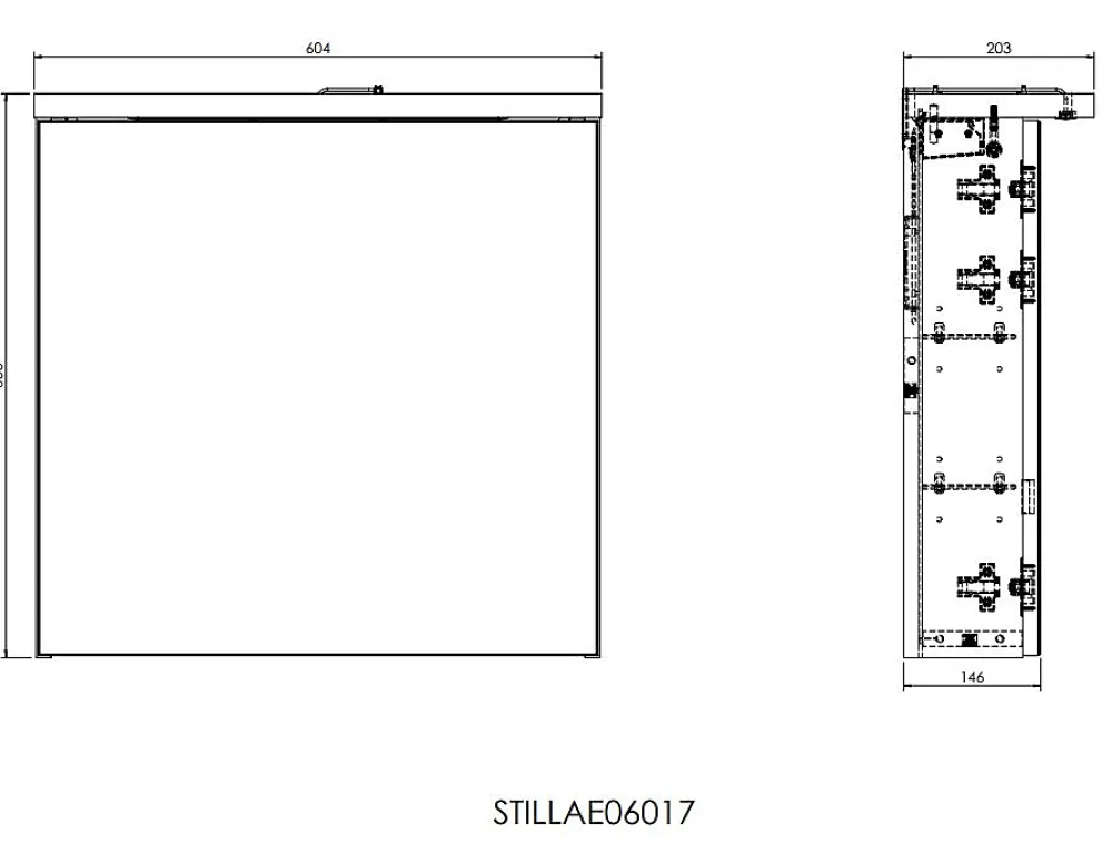 Naturel Armoire murale avec porte, miroir intégré Stilla + LED 60x60x20 cm, prise 220V, blanc (STILLAE06017)
