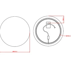Naturel Iluxit Miroir rond avec éclairage LED 60x60 cm (ZIL60KLED)