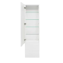 Colonne De Salle De Bains|Naturel Meuble colonne suspendue salle de bain strié Savona 40,2x157x21,7 cm blanc brillant (SAVONAV40BI)