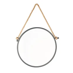 Miroir Simple|Naturel Miroir mural rond avec cadre en métal 40x40 cm, Noir (ZLAN40C)