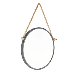 Miroir Simple|Naturel Miroir mural rond avec cadre en métal 40x40 cm, Noir (ZLAN40C)