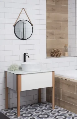 Miroir Simple|Naturel Miroir mural rond avec cadre en métal 40x40 cm, Noir (ZLAN40C)