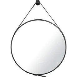 Naturel Miroir suspendu rond 50 x 50cm, Noir (ZREM50C)