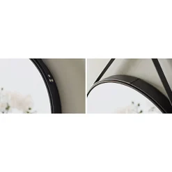 Naturel Miroir suspendu rond 50 x 50cm, Noir (ZREM50C)