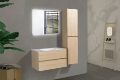 Armoire De Salle De Bains|Naturel Verona Armoire haute bois clair avec deux portes, 40x30x170cm (VERONAV40SD)