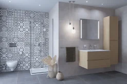 Armoire De Salle De Bains|Naturel Verona Armoire haute bois clair avec deux portes, 40x30x170cm (VERONAV40SD)