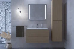 Armoire De Salle De Bains|Naturel Verona Armoire haute bois clair avec deux portes, 40x30x170cm (VERONAV40SD)