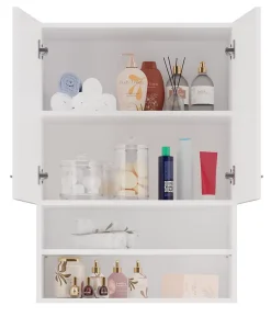 Meuble De Salle De Bains Faible Profondeur|Autres NELLIO - Armoire de toilette murale - Meuble Salle de bain à suspendre - 64x30x90 cm - Rangement