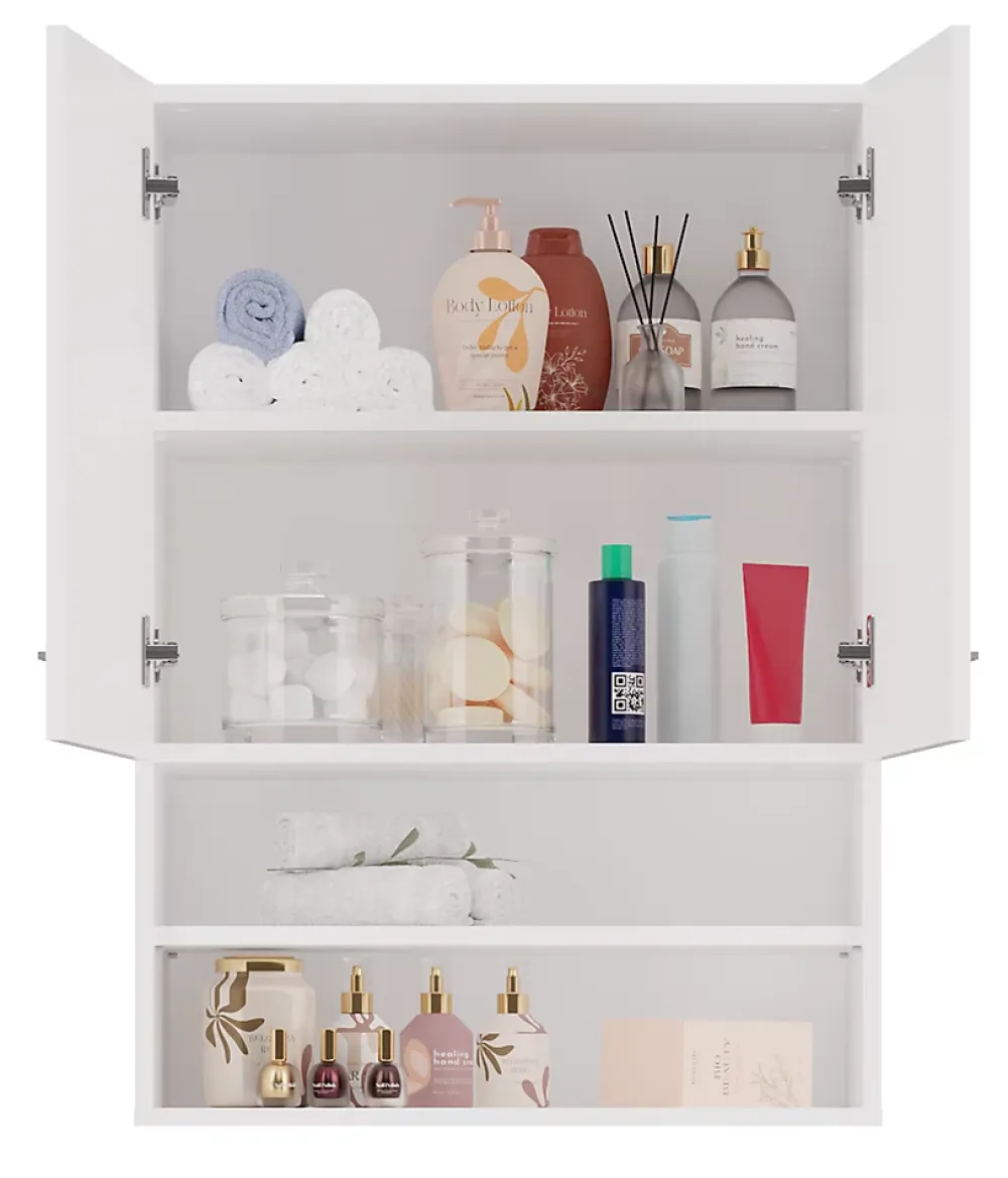 Meuble De Salle De Bains Faible Profondeur|Autres NELLIO - Armoire de toilette murale - Meuble Salle de bain à suspendre - 64x30x90 cm - Rangement