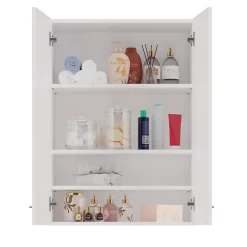 Autres NELLIO - Armoire de toilette murale - Meuble Salle de bain à suspendre - 64x30x90 cm - Rangement