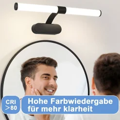 Nettlife Applique LED salle de bain, lampe miroir LED, lumière blanche neutre 4000 Kelvin, 6W, étanche IP44, largeur 400mm,noire