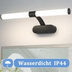 Nettlife Applique LED salle de bain, lampe miroir LED, lumière blanche neutre 4000 Kelvin, 6W, étanche IP44, largeur 400mm,noire