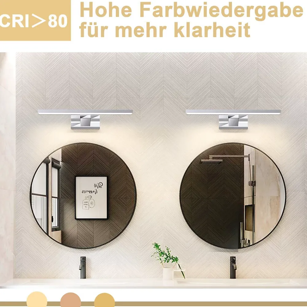 Miroir Grossissant Lumineux|Nettlife Applique miroir LED 6W 30CM Etanche IP44 Chrome Moderne Blanc Neutre 4000K