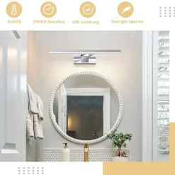 Miroir Grossissant Lumineux|Nettlife Applique miroir LED 6W 30CM Etanche IP44 Chrome Moderne Blanc Neutre 4000K