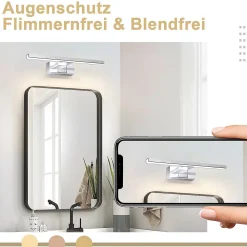 Miroir Grossissant Lumineux|Nettlife Applique miroir LED 6W 30CM Etanche IP44 Chrome Moderne Blanc Neutre 4000K