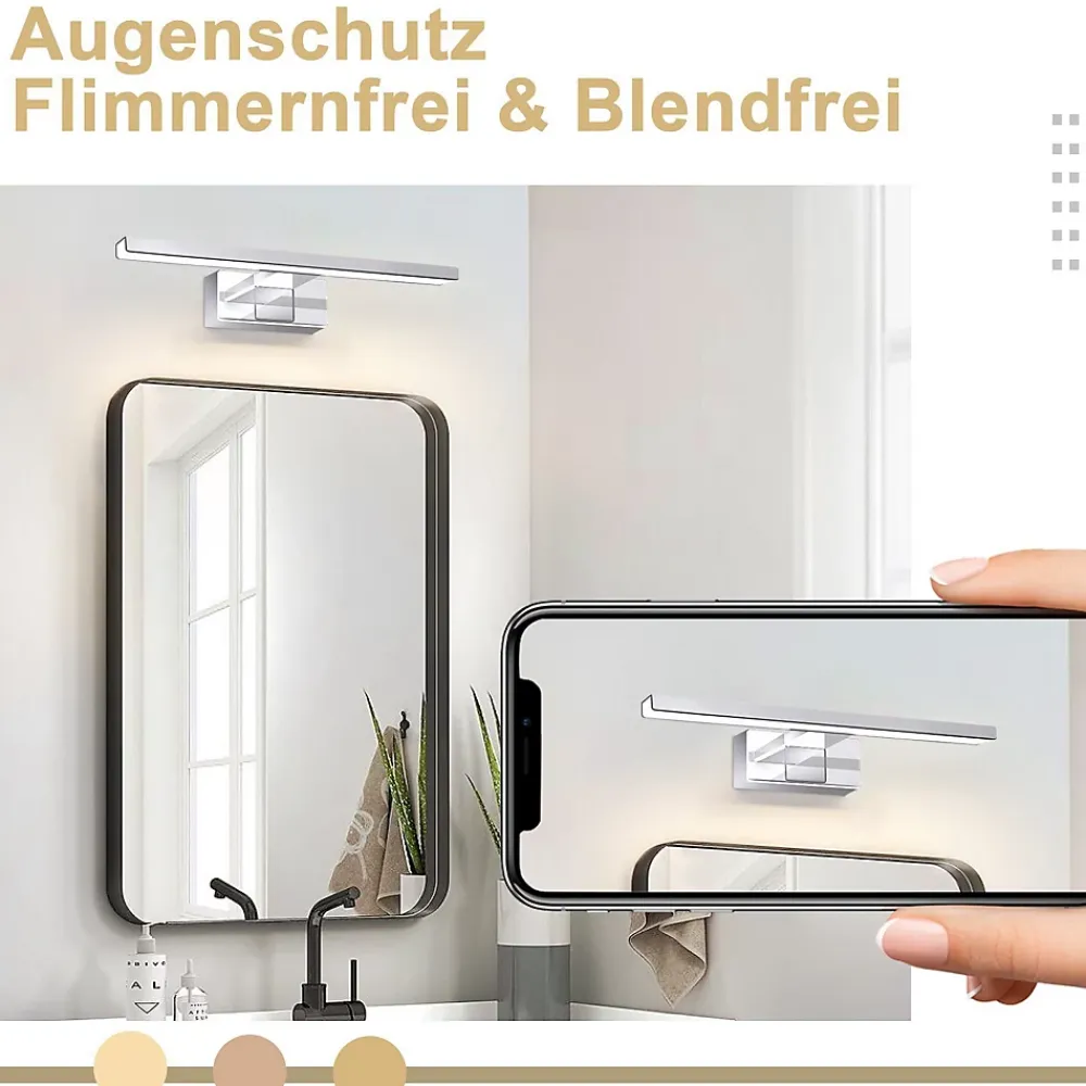 Miroir Grossissant Lumineux|Nettlife Applique miroir LED 6W 30CM Etanche IP44 Chrome Moderne Blanc Neutre 4000K