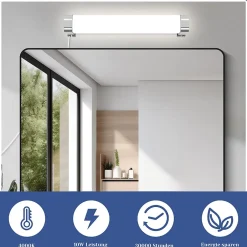 Miroir Grossissant Lumineux|Nettlife applique miroir LED avec prise 10W blanc neutre 4000K chrome