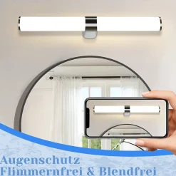 Miroir Grossissant Lumineux|Nettlife Applique miroir LED 15W 60CM Chrome Etanche IP44 Blanc neutre 4000K Moderne