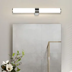 Miroir Grossissant Lumineux|Nettlife Applique miroir LED 15W 60CM Chrome Etanche IP44 Blanc neutre 4000K Moderne