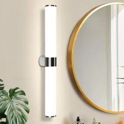 Miroir Grossissant Lumineux|Nettlife Applique miroir LED 15W 60CM Chrome Etanche IP44 Blanc neutre 4000K Moderne