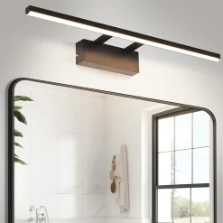 Miroir Grossissant Lumineux|Nettlife Lampe à miroir LED noire 60CM Moderne 4000K Salle de bain Lampe à miroir murale