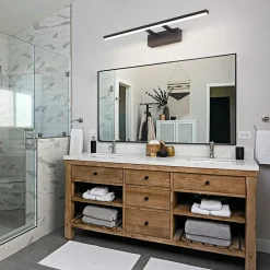 Miroir Grossissant Lumineux|Nettlife Lampe à miroir LED noire 60CM Moderne 4000K Salle de bain Lampe à miroir murale