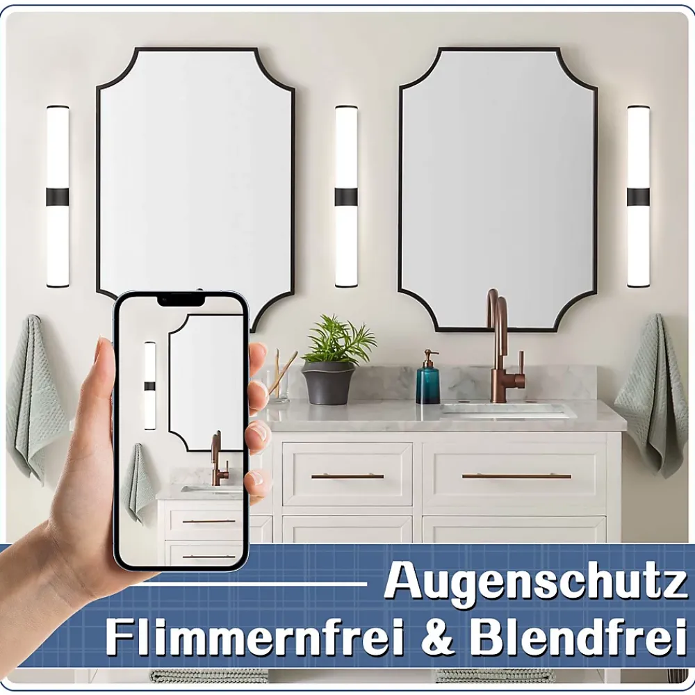 Nettlife Lampe de miroir LED noir 8W IP44 blanc neutre 4000K
