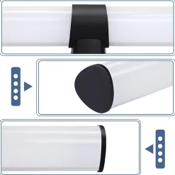 Nettlife Lampe de miroir LED noir 8W IP44 blanc neutre 4000K