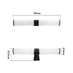 Nettlife Lampe de miroir LED noir 8W IP44 blanc neutre 4000K