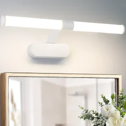 Miroir Grossissant Lumineux|Nettlife Lampe de miroir LED 40CM 6W Etanche IP44 Moderne Blanc Neutre 4000K Blanc