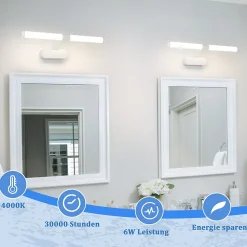 Miroir Grossissant Lumineux|Nettlife Lampe de miroir LED 40CM 6W Etanche IP44 Moderne Blanc Neutre 4000K Blanc