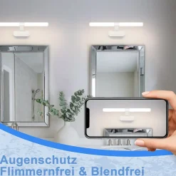 Miroir Grossissant Lumineux|Nettlife Lampe de miroir LED 40CM 6W Etanche IP44 Moderne Blanc Neutre 4000K Blanc