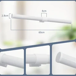 Miroir Lumineux|Nettlife Lampe de miroir de salle de bain LED 8W 60CM Lampe de salle de bain murale blanche à pince étanche IP44 4000K