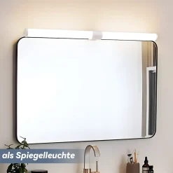 Miroir Lumineux|Nettlife Lampe de miroir de salle de bain LED 8W 60CM Lampe de salle de bain murale blanche à pince étanche IP44 4000K