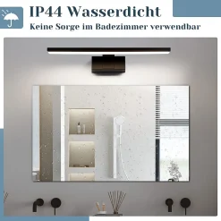 Miroir Grossissant Lumineux|Nettlife Lampe Miroir LED IP44 12W 60cm Blanc Neutre 4000K Salle de Bain Noire