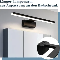 Miroir Grossissant Lumineux|Nettlife Lampe Miroir LED IP44 12W 60cm Blanc Neutre 4000K Salle de Bain Noire