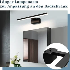 Nettlife Lampe Miroir LED IP44 6W 30cm Blanc Neutre 4000K Salle de Bain Noire