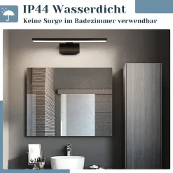 Nettlife Lampe Miroir LED IP44 8W 40cm Blanc Neutre 4000K Salle de Bain Noire
