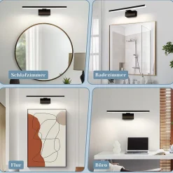 Nettlife Lampe Miroir LED IP44 8W 40cm Blanc Neutre 4000K Salle de Bain Noire