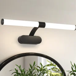 Nettlife LED Lampe Miroir 4000K IP44 8W 60CM Noir Lampe Murale Moderne Étanche