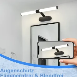 Nettlife LED Lampe Miroir 4000K IP44 8W 60CM Noir Lampe Murale Moderne Étanche