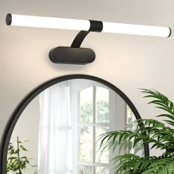 Nettlife LED Lampe Miroir 4000K IP44 8W 60CM Noir Lampe Murale Moderne Étanche