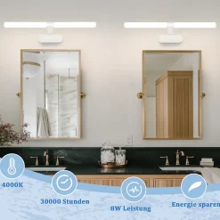 Nettlife LED Lampe Miroir 4000K IP44 8W 60CM Blanc Neutre Lampe Murale Moderne Étanche