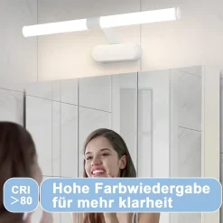 Nettlife LED Lampe Miroir 4000K IP44 8W 60CM Blanc Neutre Lampe Murale Moderne Étanche