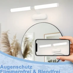 Nettlife LED Lampe Miroir 4000K IP44 8W 60CM Blanc Neutre Lampe Murale Moderne Étanche