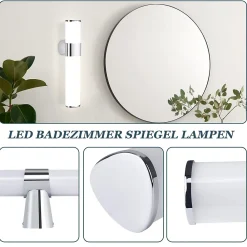 Miroir Grossissant Lumineux|Nettlife Lot 2 Lampes Miroir LED 6W 30CM IP44 Blanc Neutre 4000K Salle de Bain Chrome Moderne
